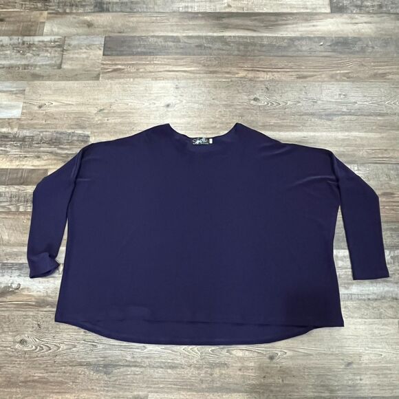 Sympli Purple Top Size 8 Dolman Sleeve Travel Stretch Jersey Lagenlook Modern - Picture 10 of 13